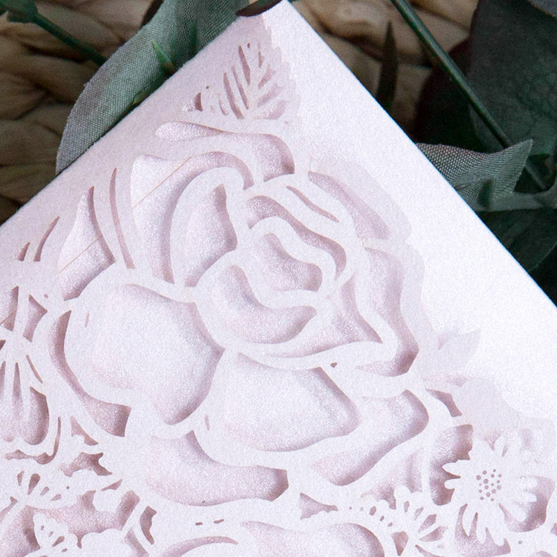 Faire Part de Mariage Ciselé Thème Rose Modèle Pochette WPL0184 - Cliquez sur l'image pour la fermer