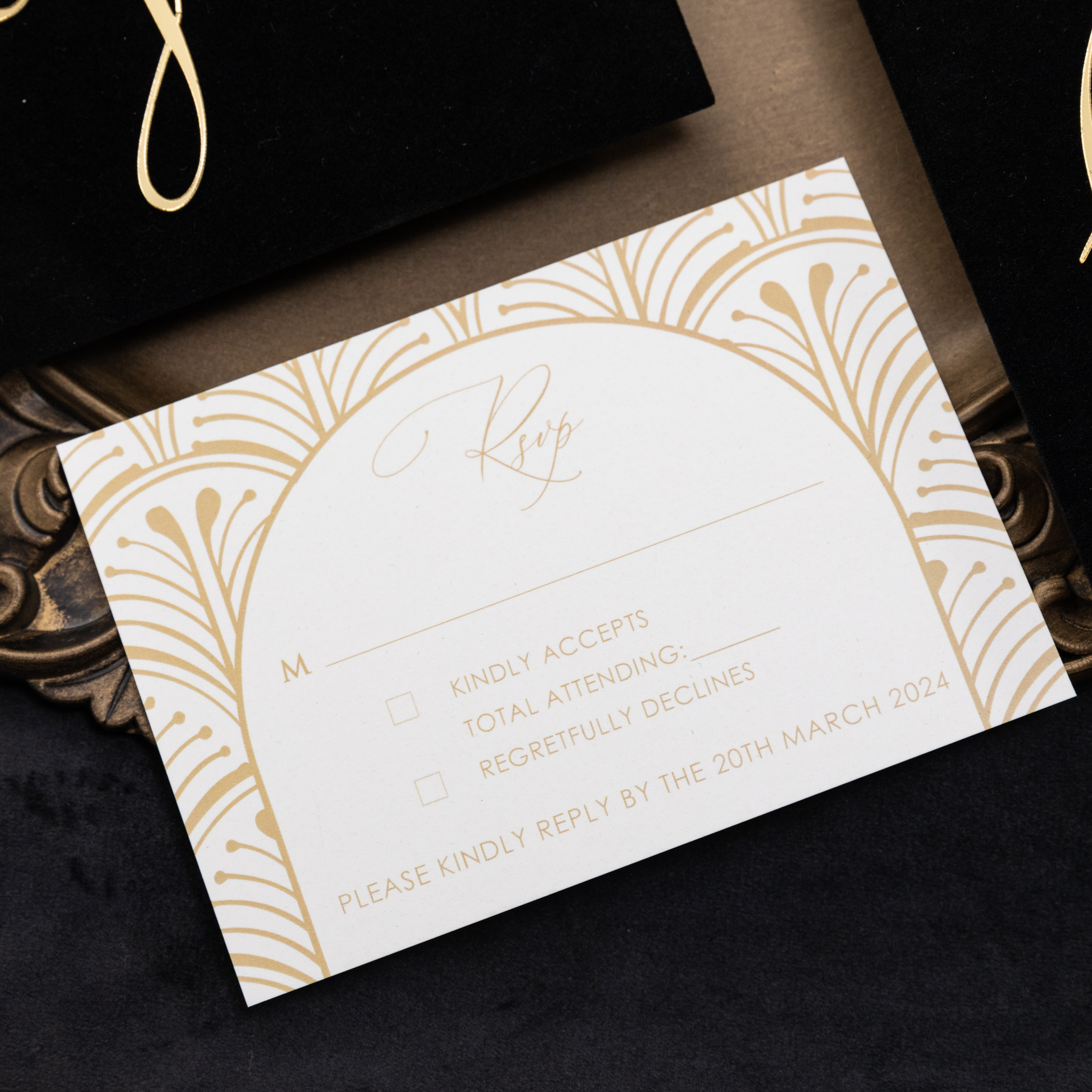 Faire-part de mariage royal avec écusson doré et étiquette en acrylique 3D WSNT005 - Cliquez sur l'image pour la fermer