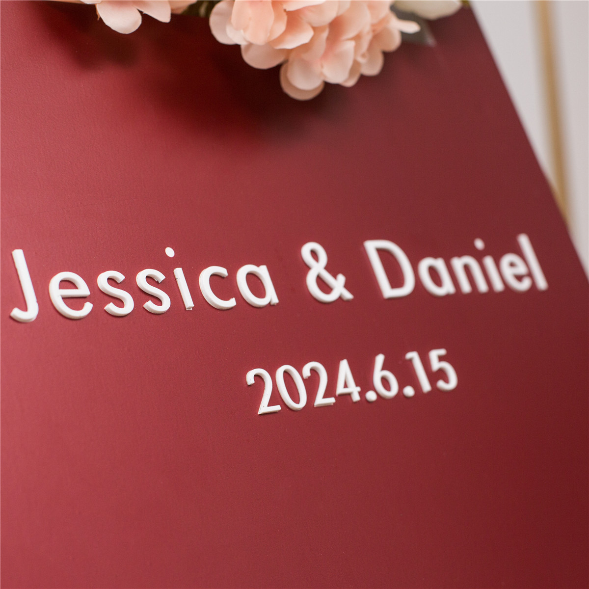 Panneau de mariage en mousse PVC avec porte-nom en acrylique 3D YK072 - Cliquez sur l'image pour la fermer