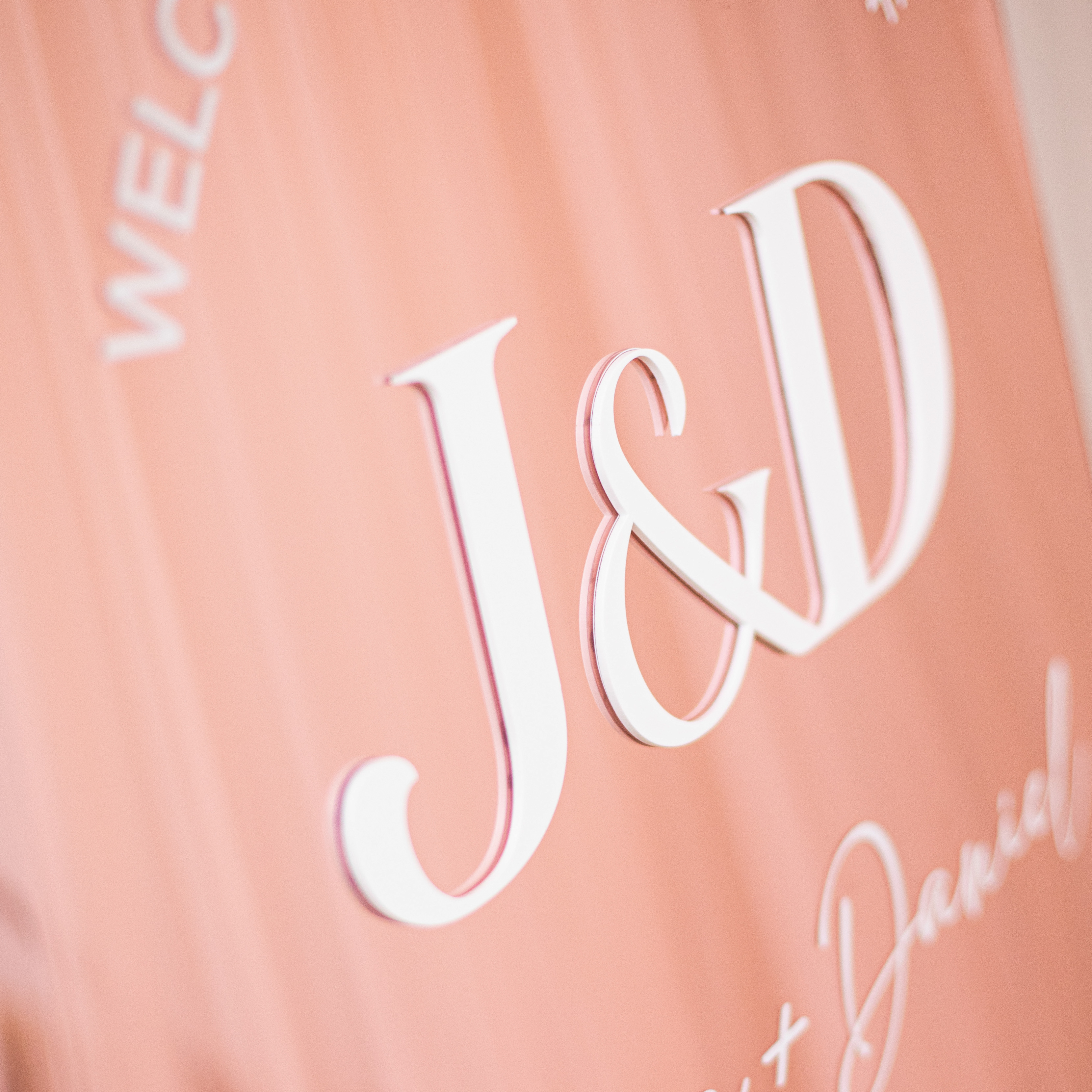 Panneau de bienvenue de mariage élégant en miroir or rose avec lettres en 3D YK081 - Cliquez sur l'image pour la fermer