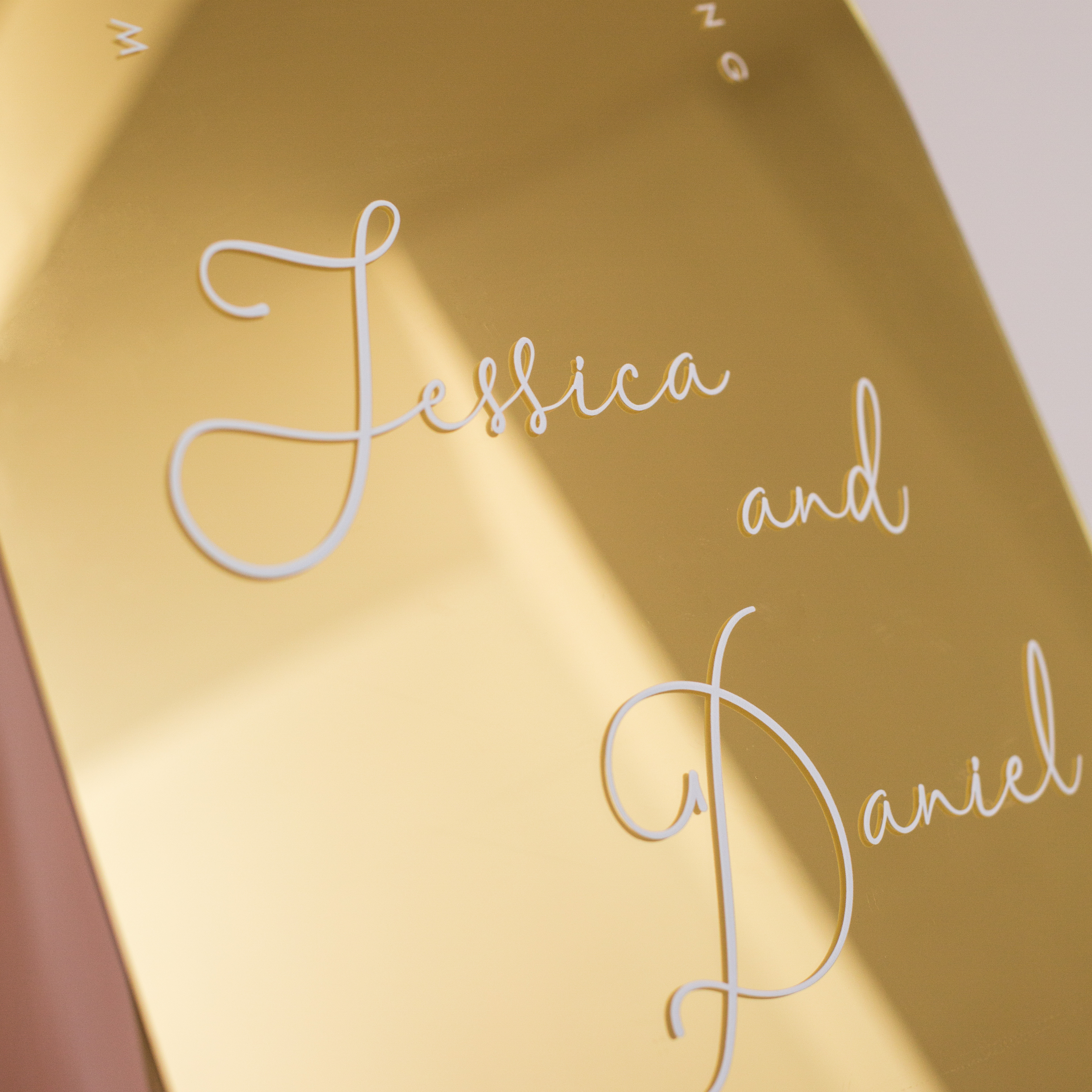 Panneau de mariage moderne de luxe en acrylique avec miroir doré YK089 - Cliquez sur l'image pour la fermer
