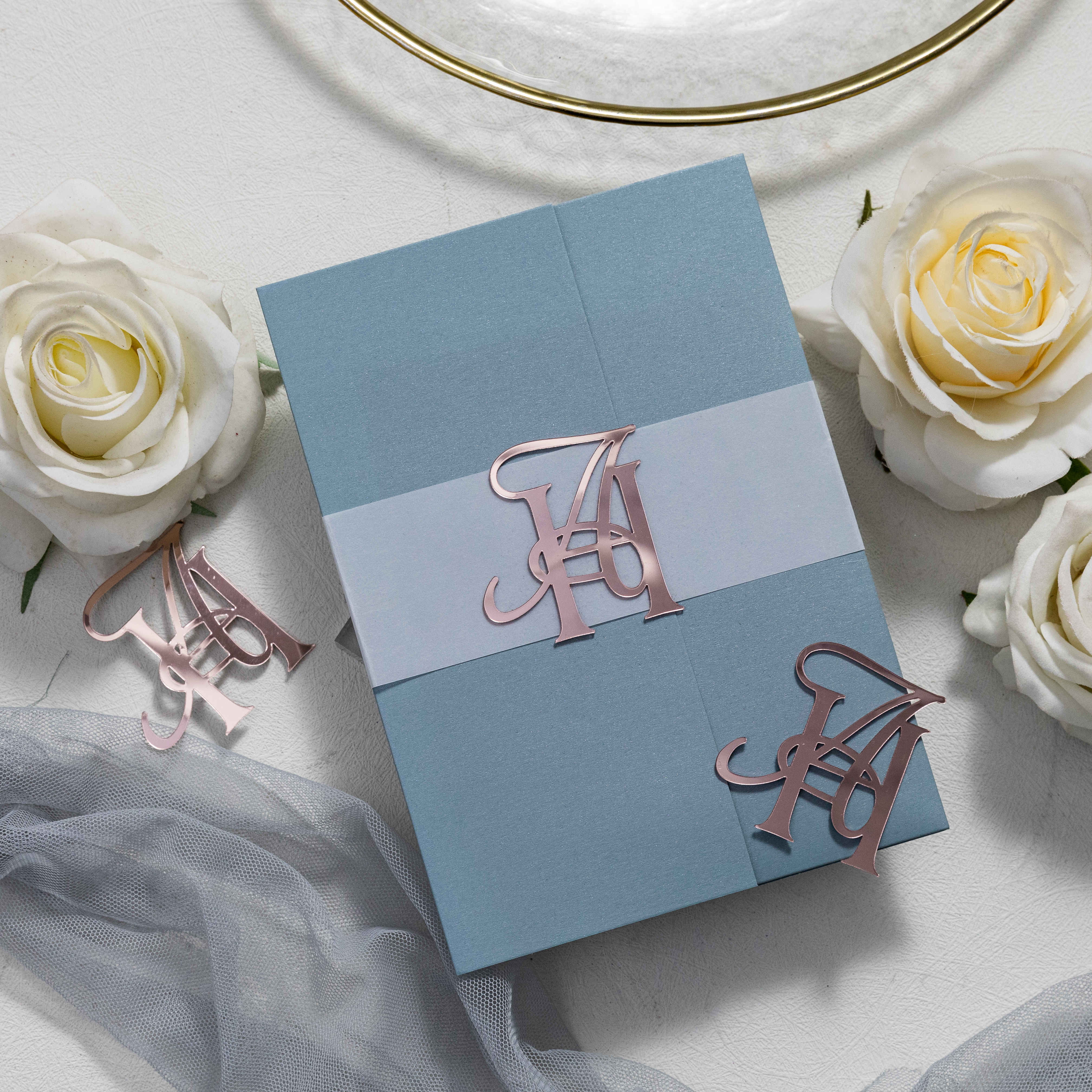 Porte-nom en acrylique miroir doré rose pour invitations CNS004