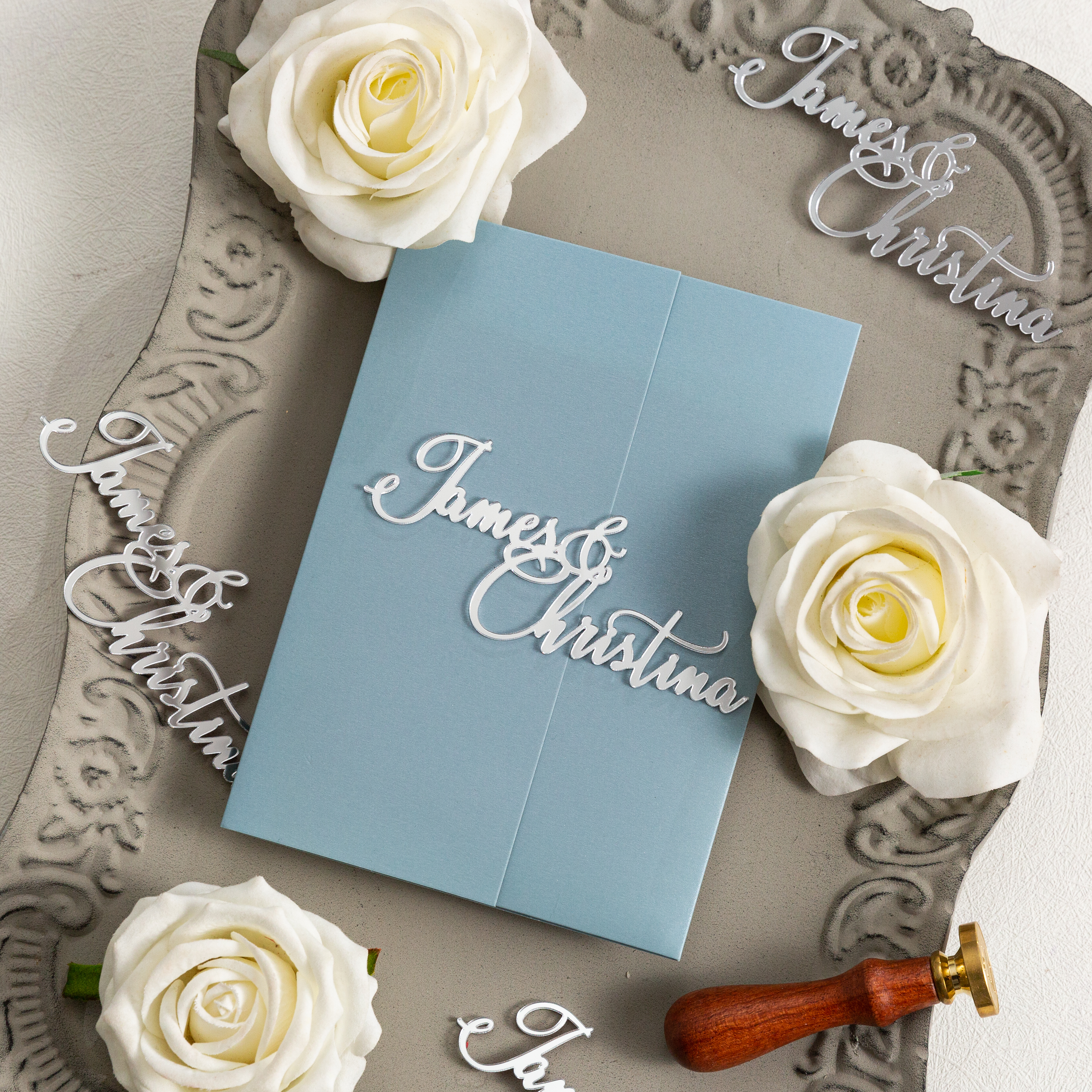 Porte-nom en acrylique miroir pour invitations CNS007