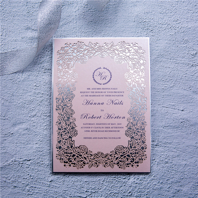 Carte Ciselé sans Pli pour Faire Part Mariage WFL0098 - Cliquez sur l'image pour la fermer