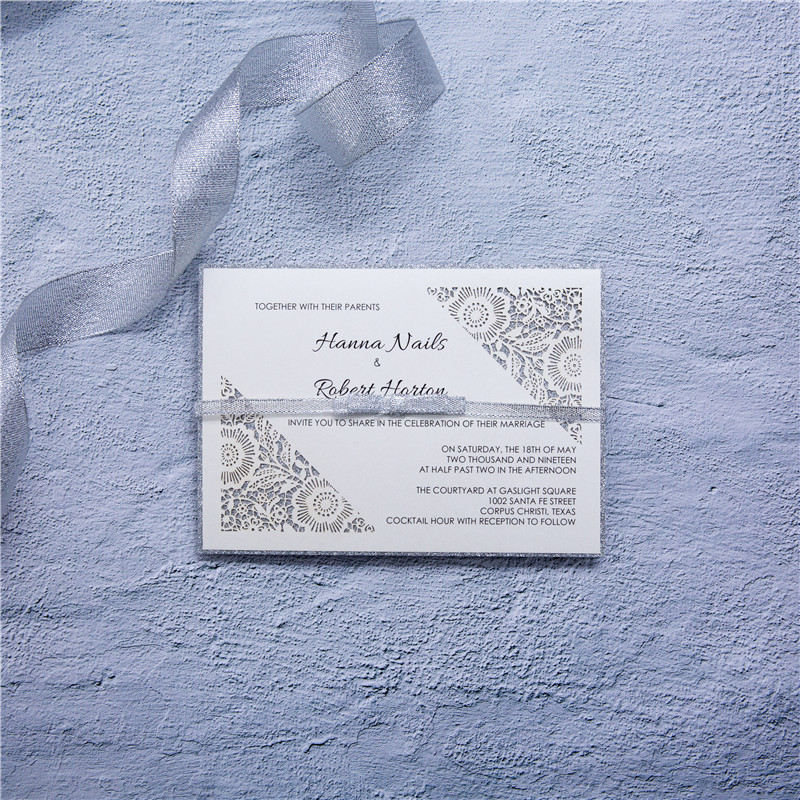 Carte Ciselé sans Pli pour Faire Part Mariage WFL0101