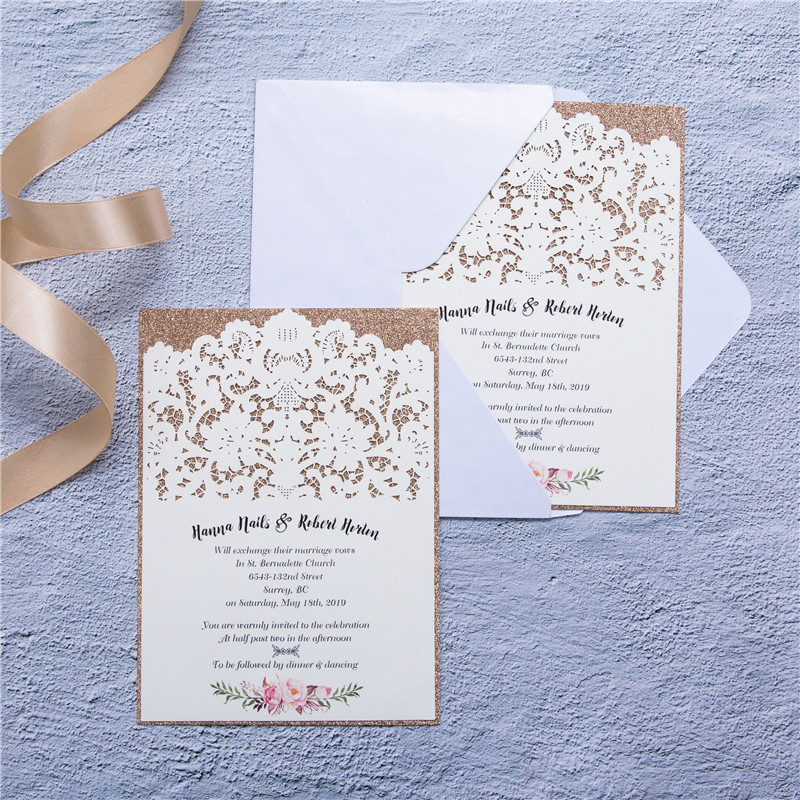 Carte Ciselé sans Pli pour Faire Part Mariage WFL0109