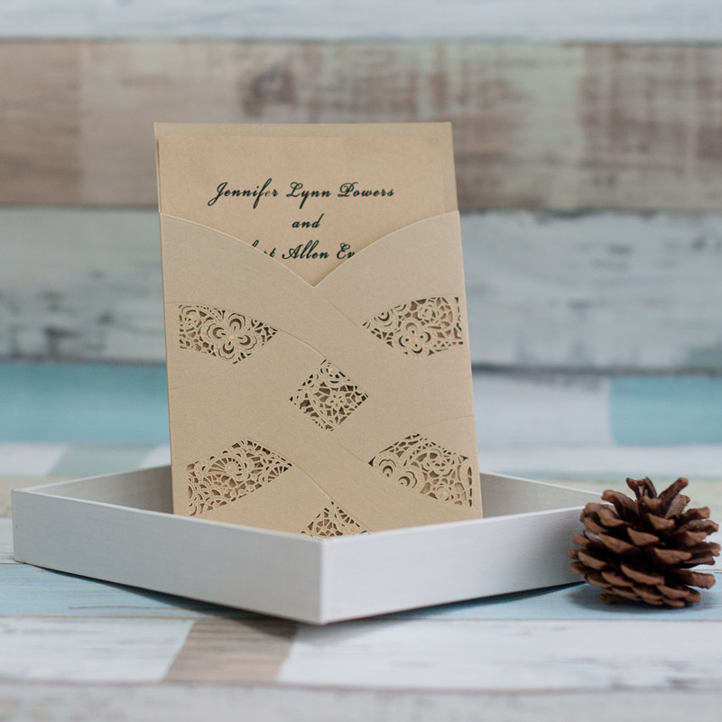 Faire Part de Mariage Parfait Poche de Style Découpe au Laser WPL0003 - Cliquez sur l'image pour la fermer