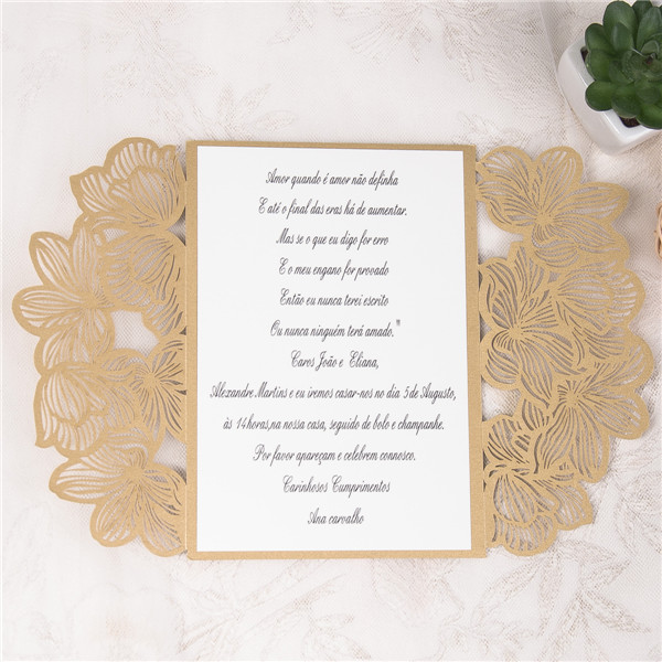 Faire Part de Mariage Subtil motif Fleur Ciselé WPL0020