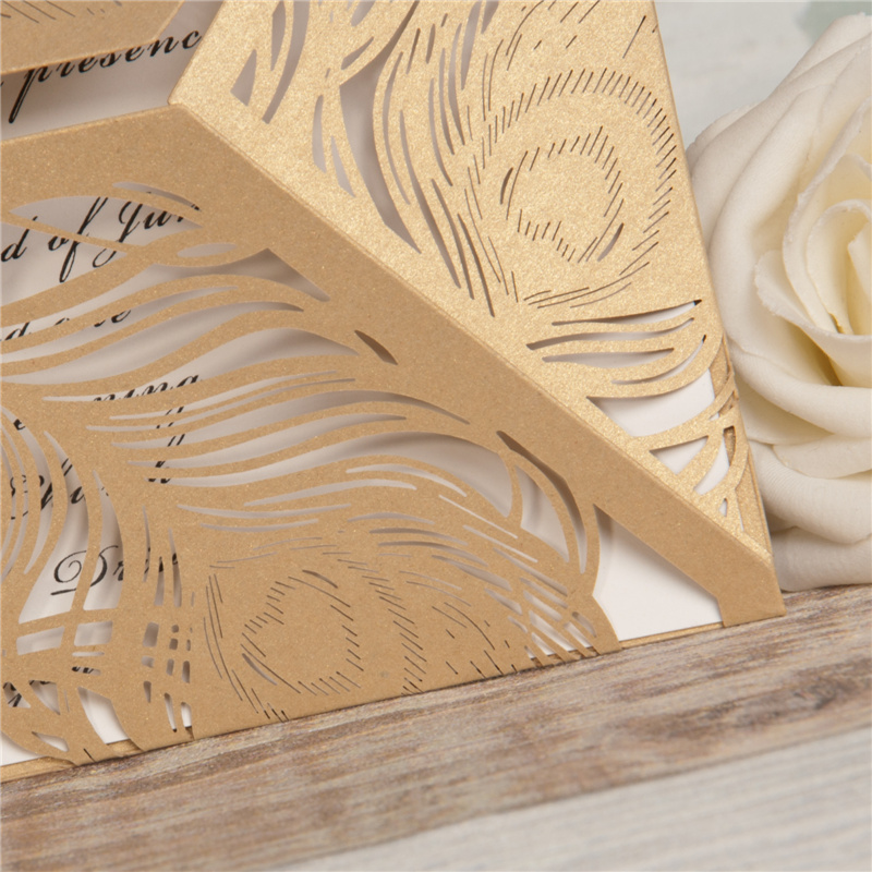 Faire Part de Mariage Paon motif Plume Ciselé WPL0037 - Cliquez sur l'image pour la fermer