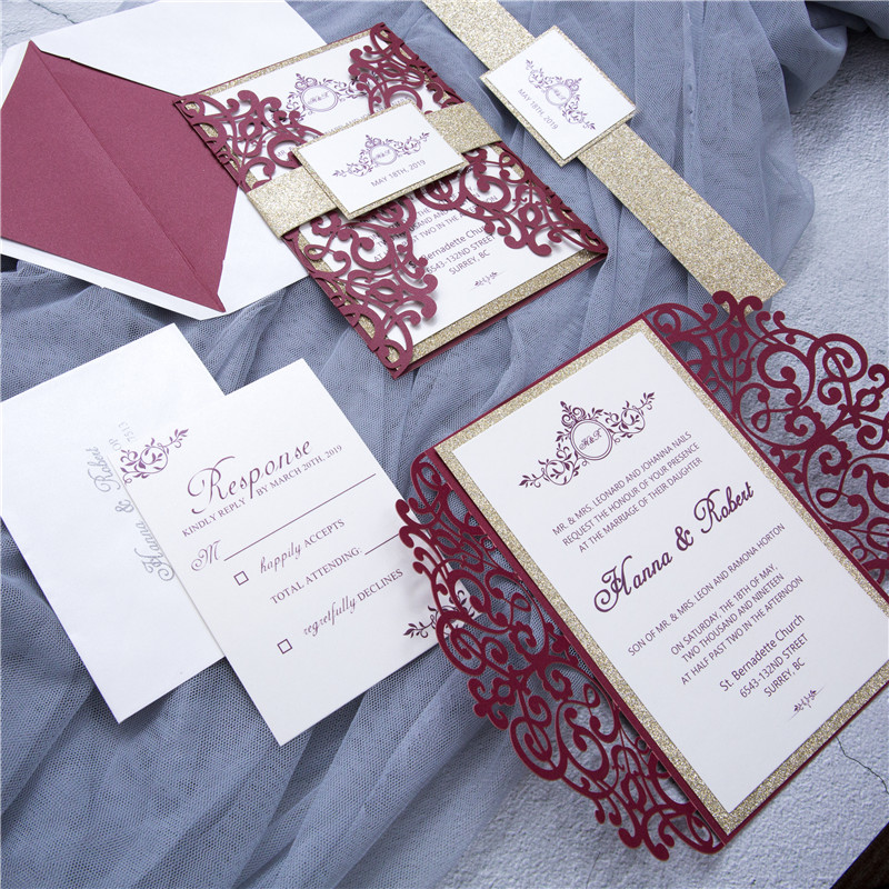 Faire Part de Mariage Arabesque Découpé au Laser WPL0041