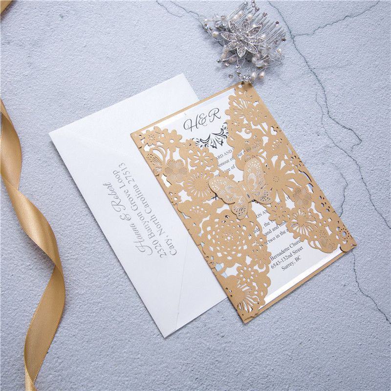 Faire Part de Mariage Romantique Avec Papillon WPL0073 - Cliquez sur l'image pour la fermer