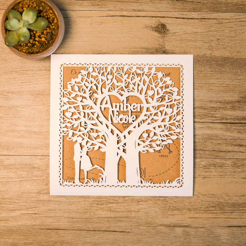 Faire Part de Mariage Romanesque Couple et Arbres WPL0147 - Cliquez sur l'image pour la fermer