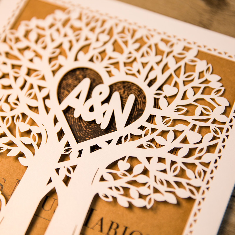 Faire Part de Mariage Romanesque Couple et Arbres WPL0147