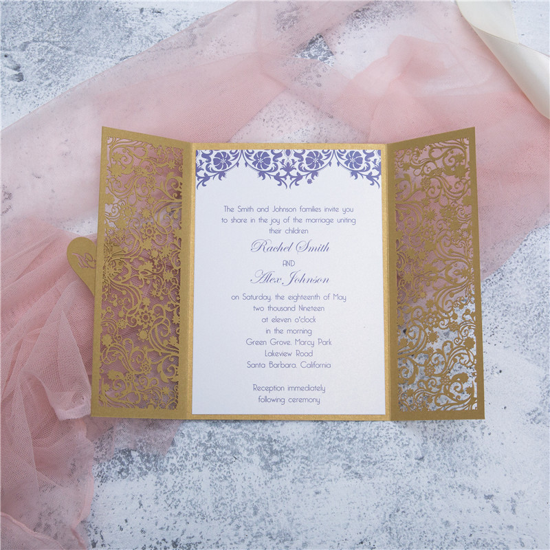 Faire Part de Mariage Romantique Ciselé WPL0148