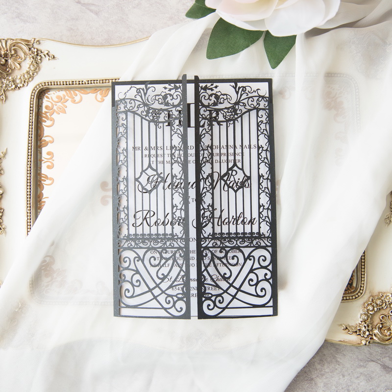 Faire Part de Mariage Ciselé Thème Porte du Bonheur WPL0173