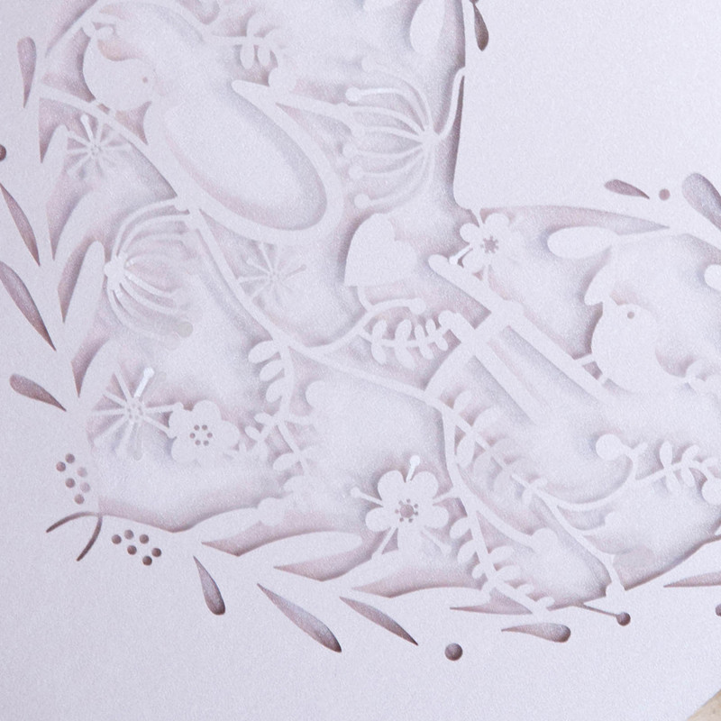 Faire Part de Mariage Ciselé Thème arbre et Oiseau WPL0185