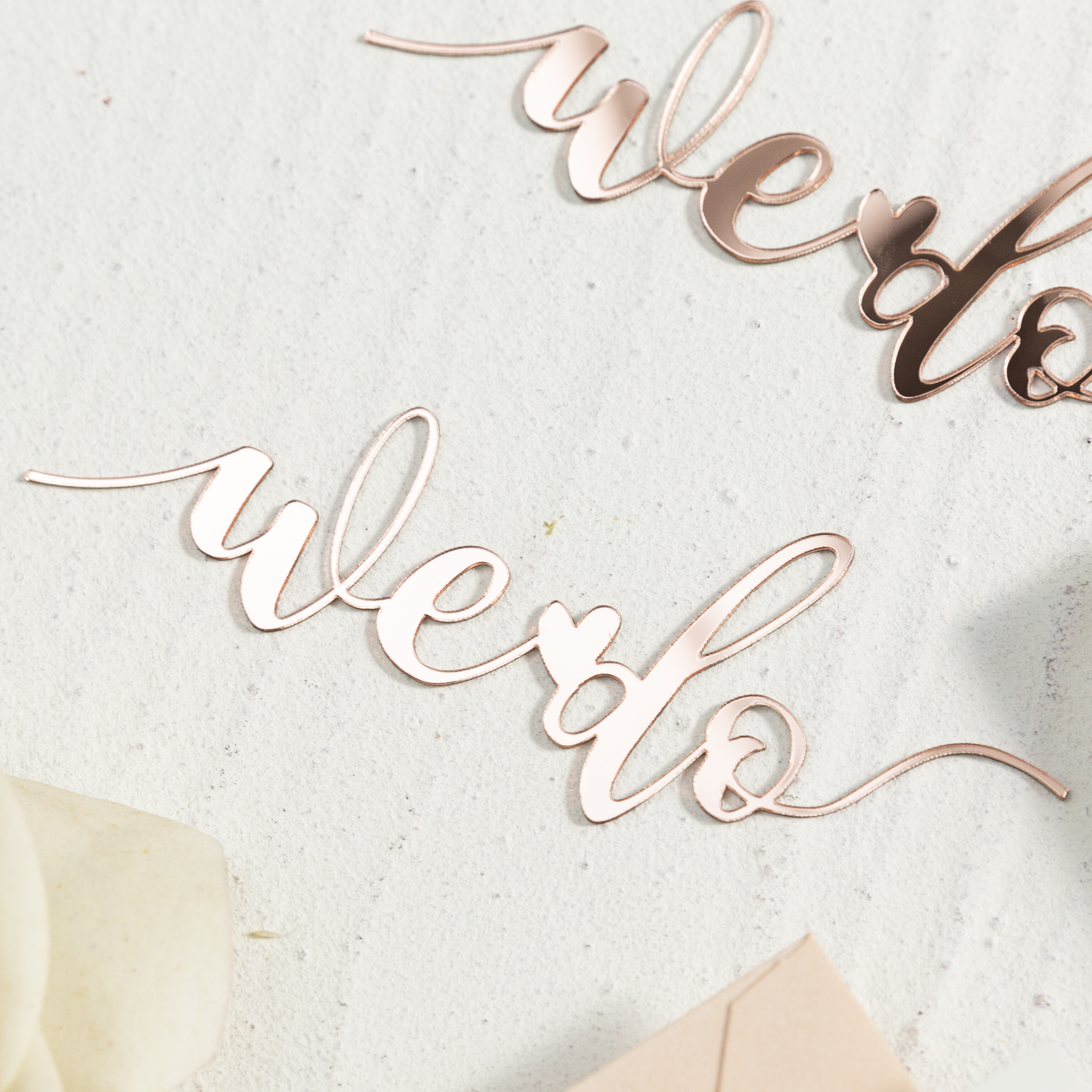 Lettres "We Do" en acrylique 3D Chic Impression numérique faire-parts de mariage WSNT026