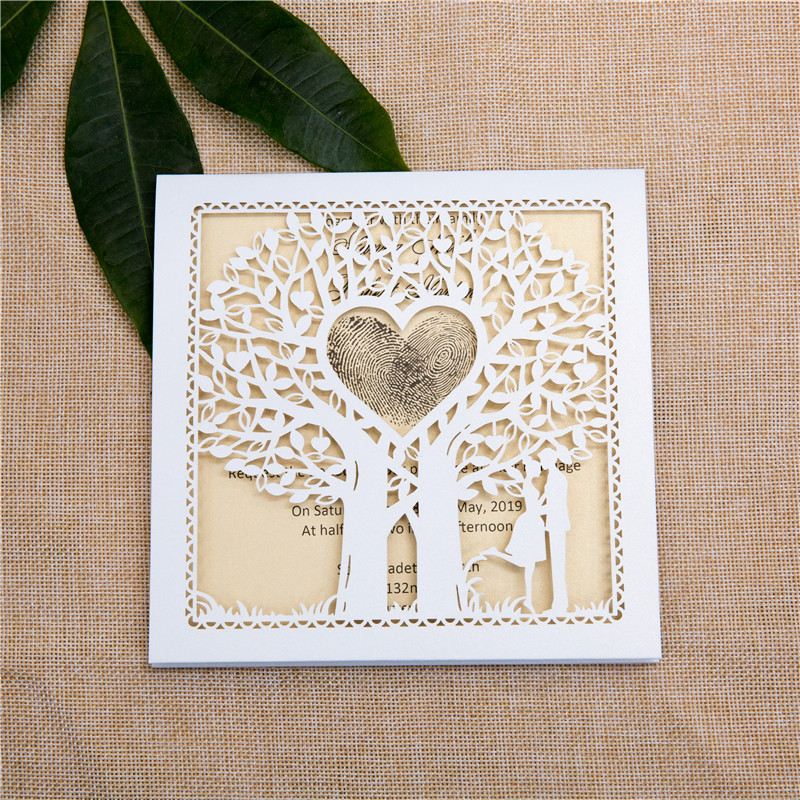 Faire Part de Mariage Romanesque Couple et Arbres WZL0014