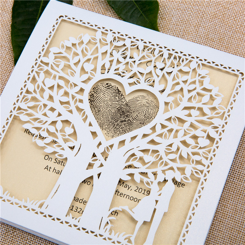 Faire Part de Mariage Romanesque Couple et Arbres WZL0014