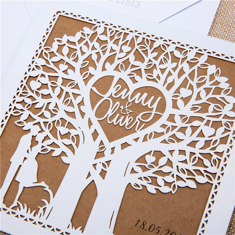 Faire Part de Mariage Romanesque Couple et Arbres WZL0014