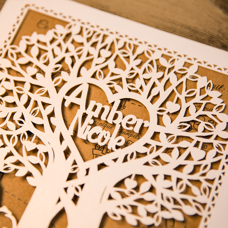 Faire Part de Mariage Romanesque Couple et Arbres WZL0014