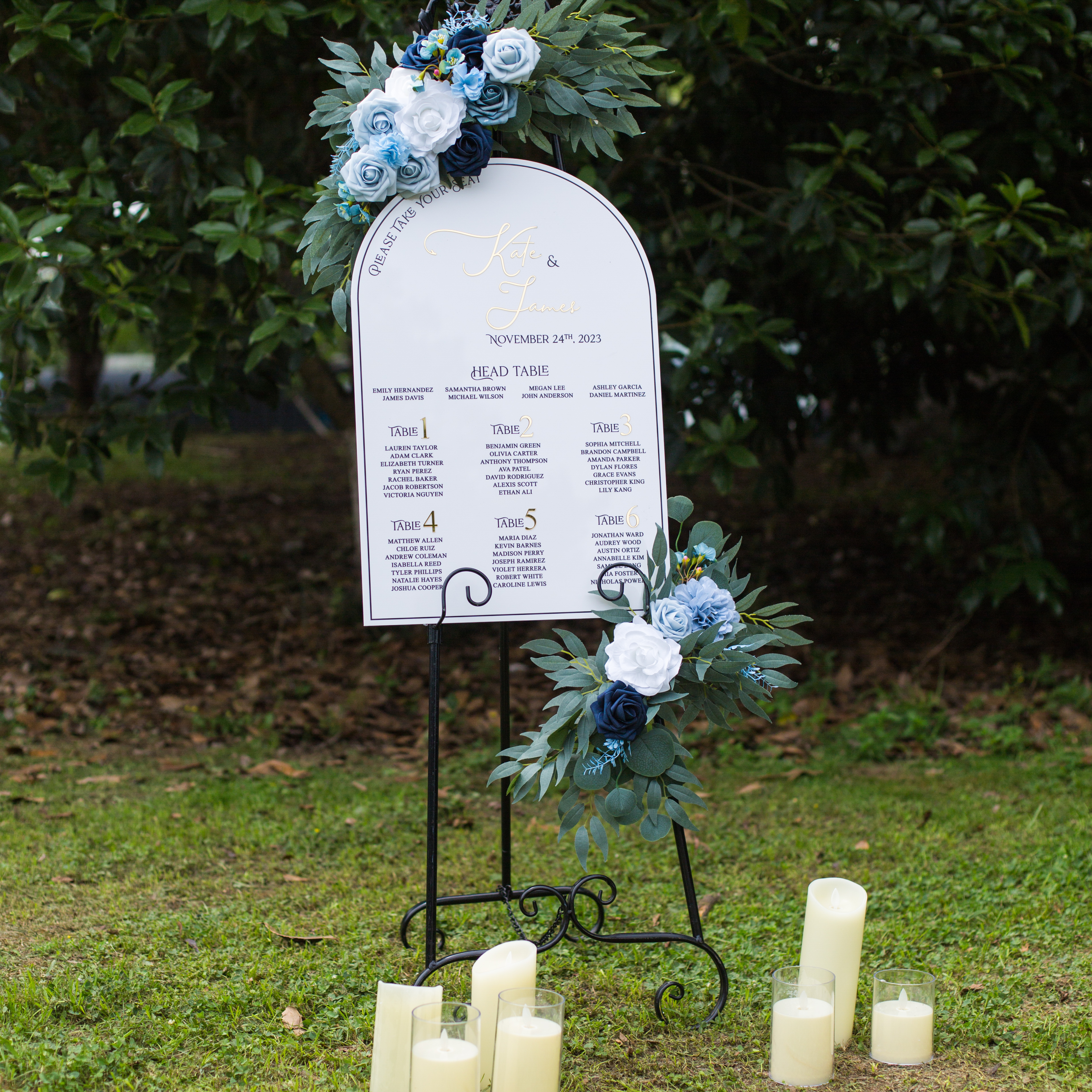 Plan de table de mariage en acrylique blanc avec lettres en 3D YK074