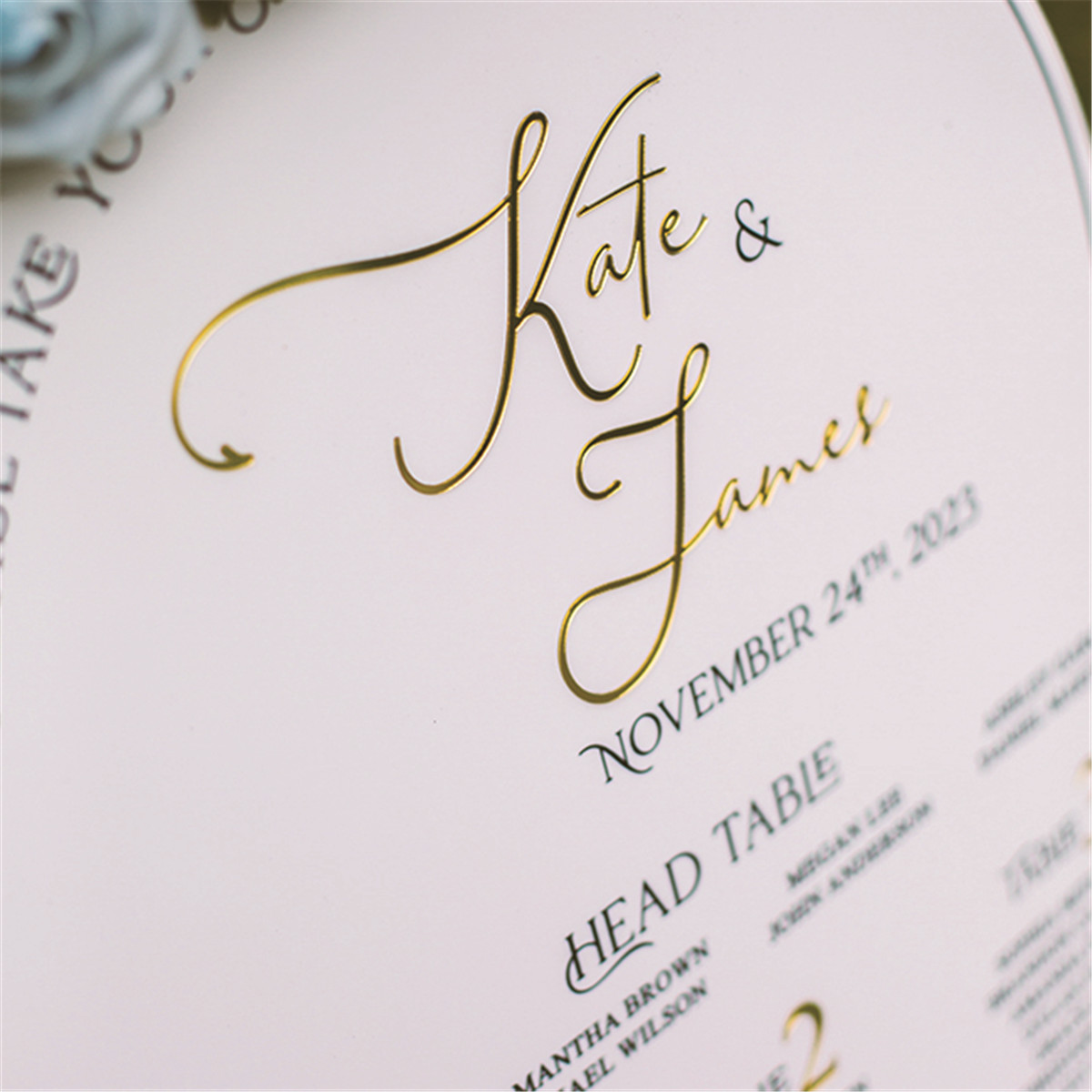 Plan de table de mariage en acrylique blanc avec lettres en 3D YK074